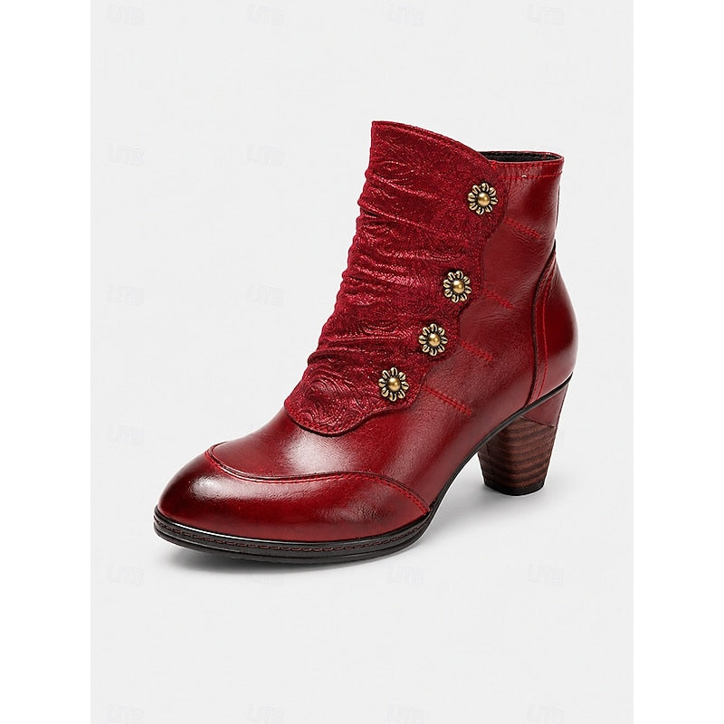 Kessoro women's stacked block heel side-zip ankle boots in wine, blue and black - view 5