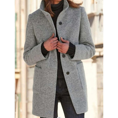 Kessoro women's refined stand-collar tailored coat in blue, light purple, dark green and black
