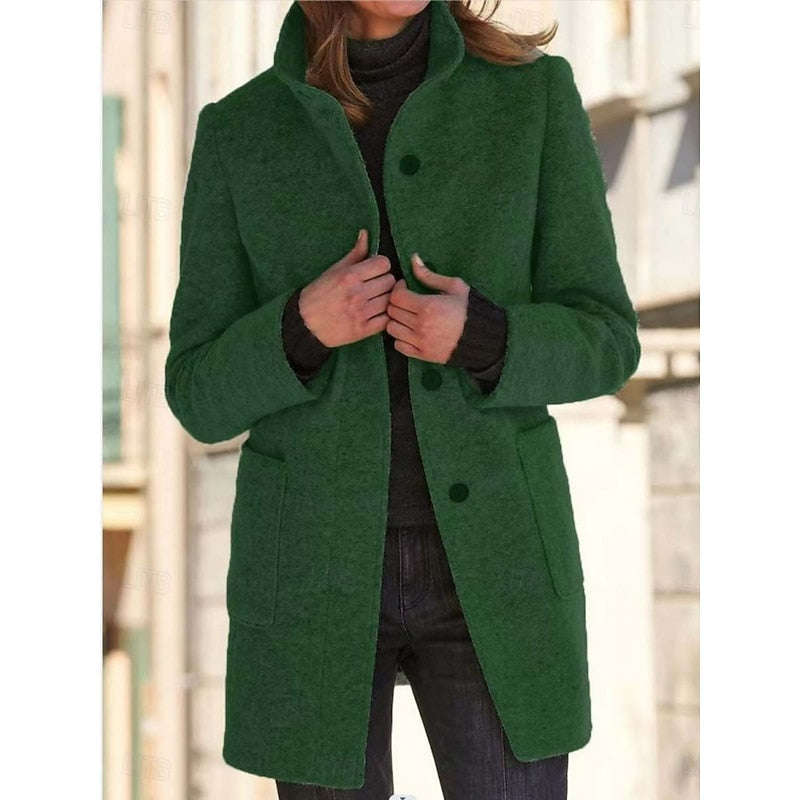 Kessoro women's refined stand-collar tailored coat in blue, light purple, dark green and black