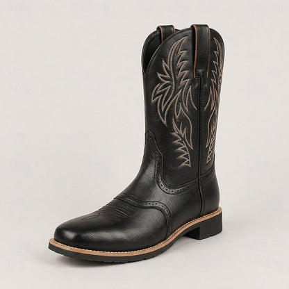 Kessoro men's embroidered western cowboy boots in brown or black, view 9 of 10