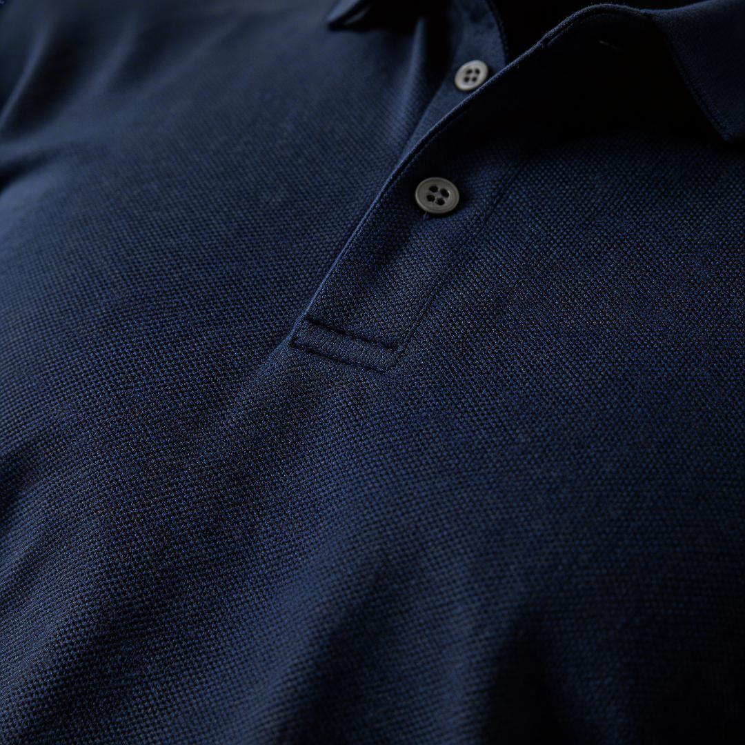 Kessoro men's long-sleeve collared stretch polo in blue, black, brown, grey and green