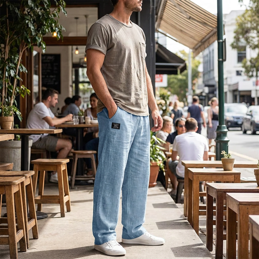 Kessoro Men's Relaxed-Fit Drawstring Casual Trousers