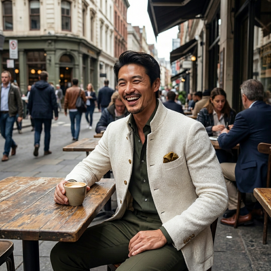 Kessoro Men's Single-Breasted Cotton-Blend Cardigan