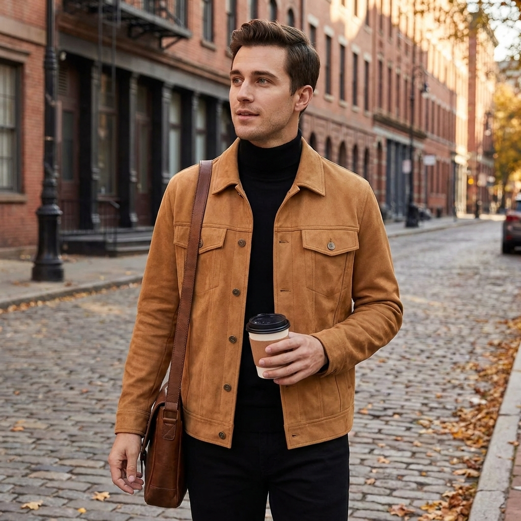 Kessoro Men's Solid Velvet Jacket