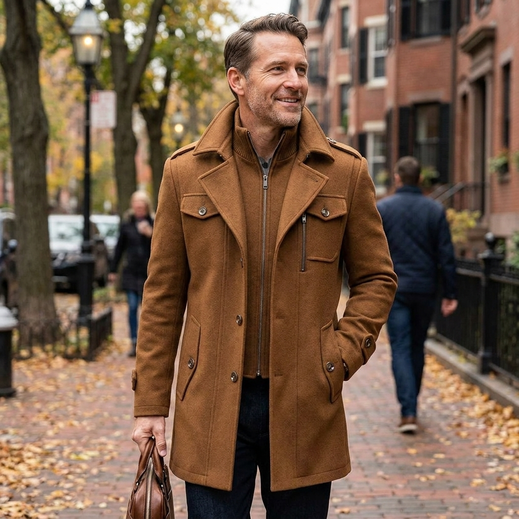 Kessoro Men's Woven Wool Blend Winter Jacket