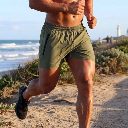 Kessoro Men's Solid Colour Drawstring Swim Trunks