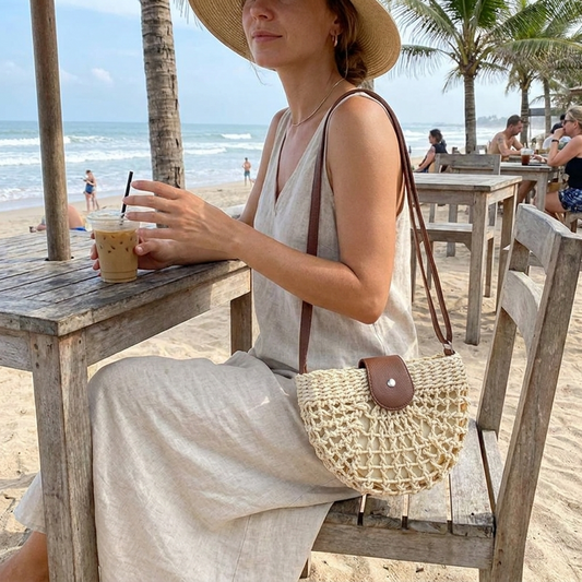 Kessoro Women's Handwoven Straw Crossbody Tote Bag