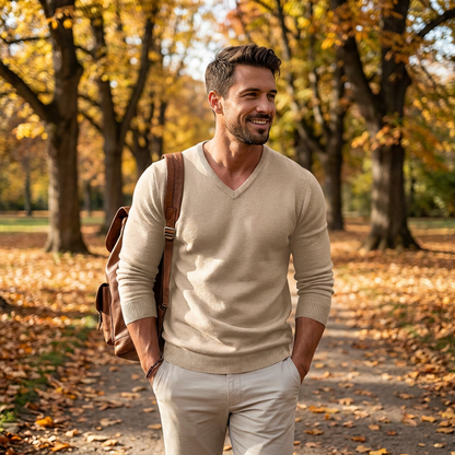 Kessoro Men's Slim-Fit Casual Knit Sweater