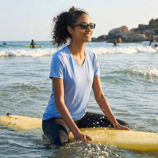 Kessoro Women's Quick-Dry V-Neck Sun Protection Tee