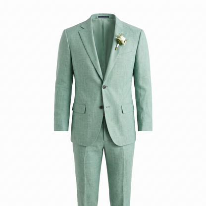 Kessoro Lawson linen two-piece set, on white background