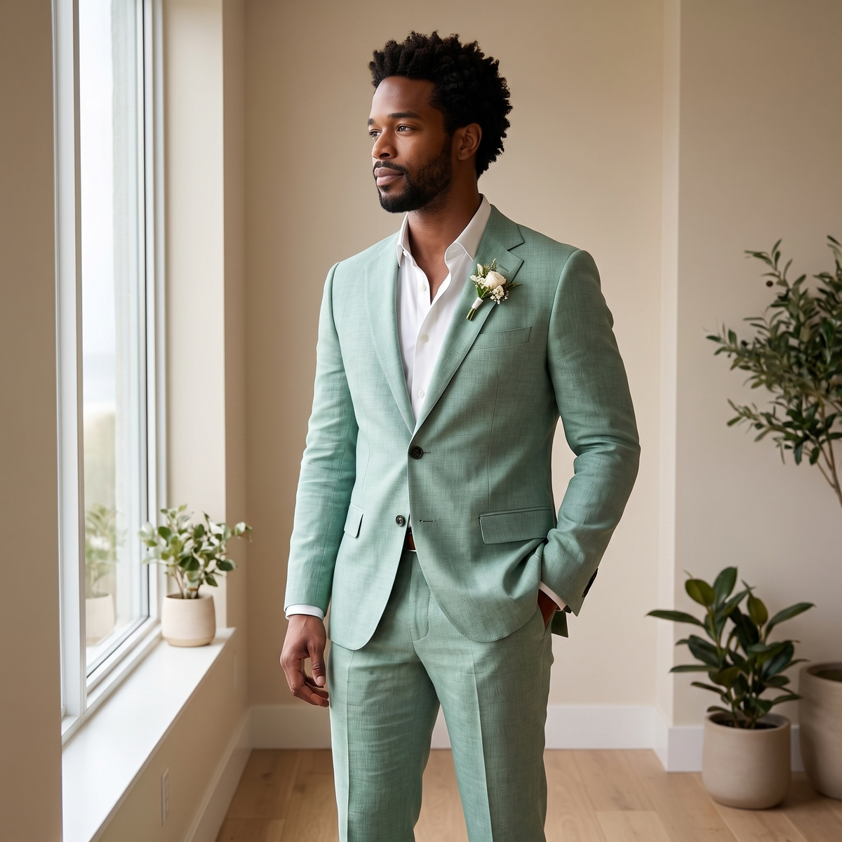 Kessoro Lawson linen two-piece set, at home in natural light
