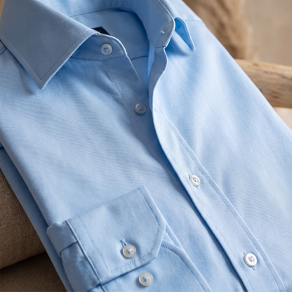 Kessoro Grant long-sleeve business casual shirt, fabric and detail close-up