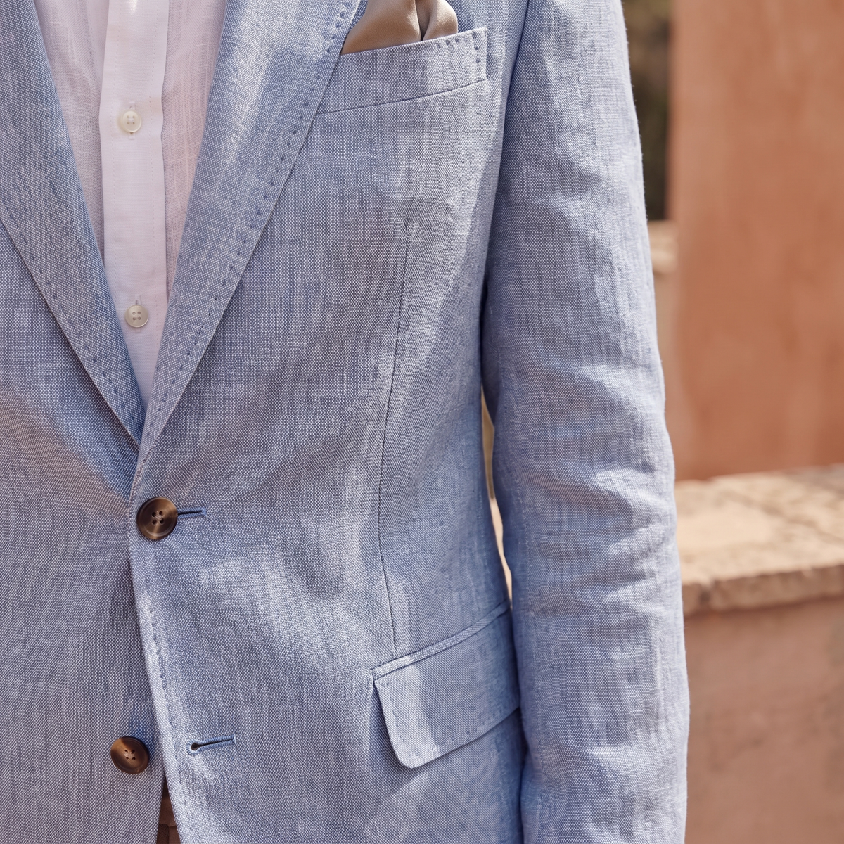 Kessoro Ellis slim-fit casual blazer, fabric and detail close-up