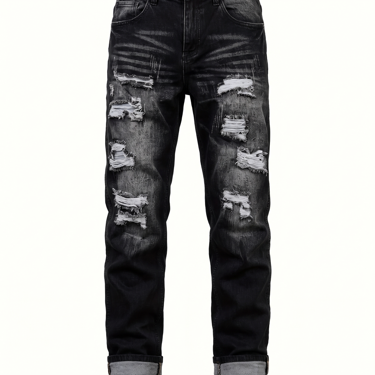 Kessoro Harlan distressed straight-leg jeans, on white background