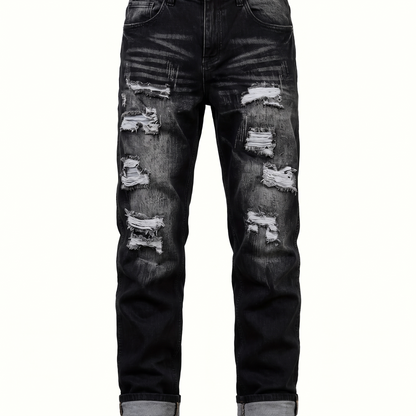 Kessoro Harlan distressed straight-leg jeans, on white background
