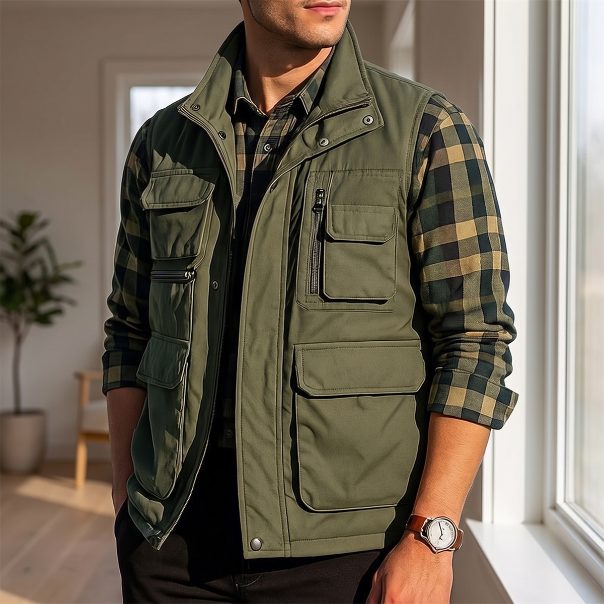 Kessoro Ridge multi-pocket utility vest, at home in natural light