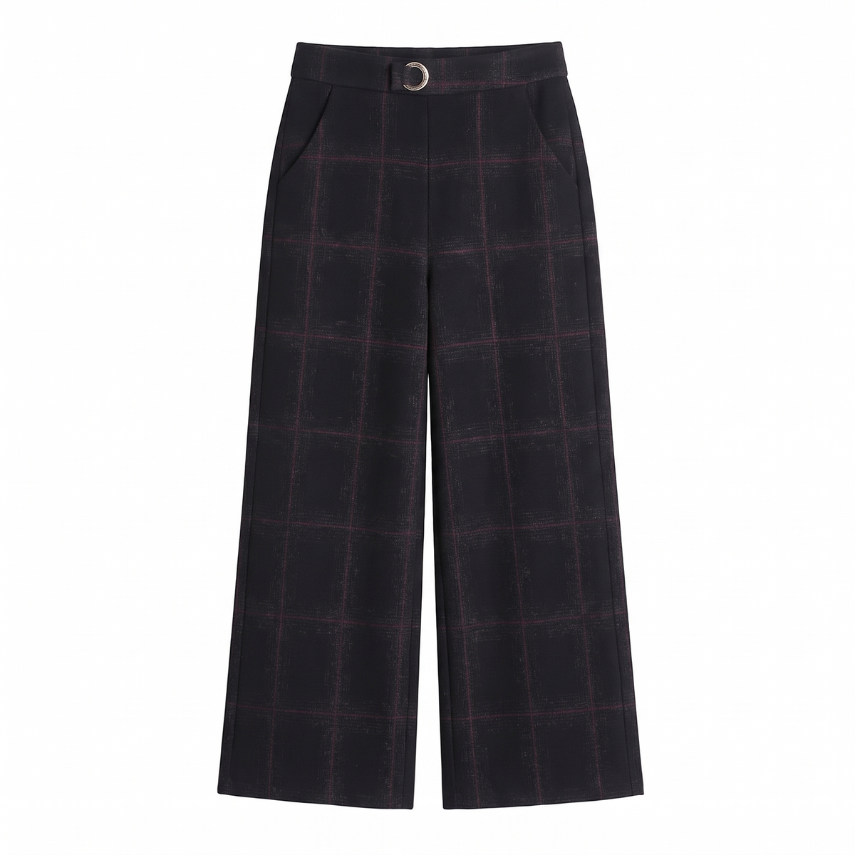 Kessoro Blair checked high-waist wide-leg trousers, on white background