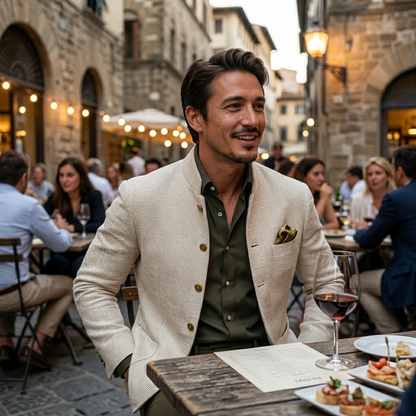 Kessoro Men's Single-Breasted Cotton-Blend Cardigan