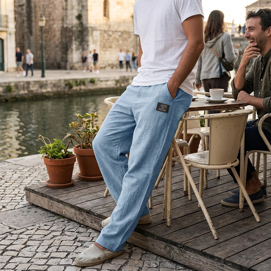 Kessoro Men's Relaxed-Fit Drawstring Casual Trousers