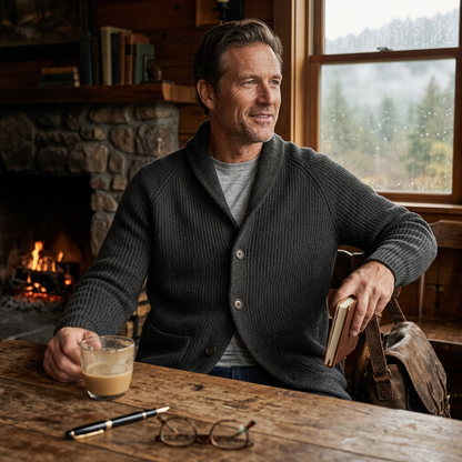 Kessoro Men's Tailored Button-Front Knit Cardigan