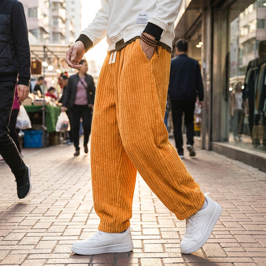 Kessoro Men's Warm Casual Corduroy Trousers