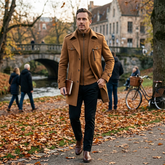 Kessoro Men's Woven Wool Blend Winter Jacket