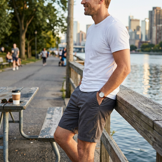Kessoro Men's Straight-Fit Cotton Chino Shorts