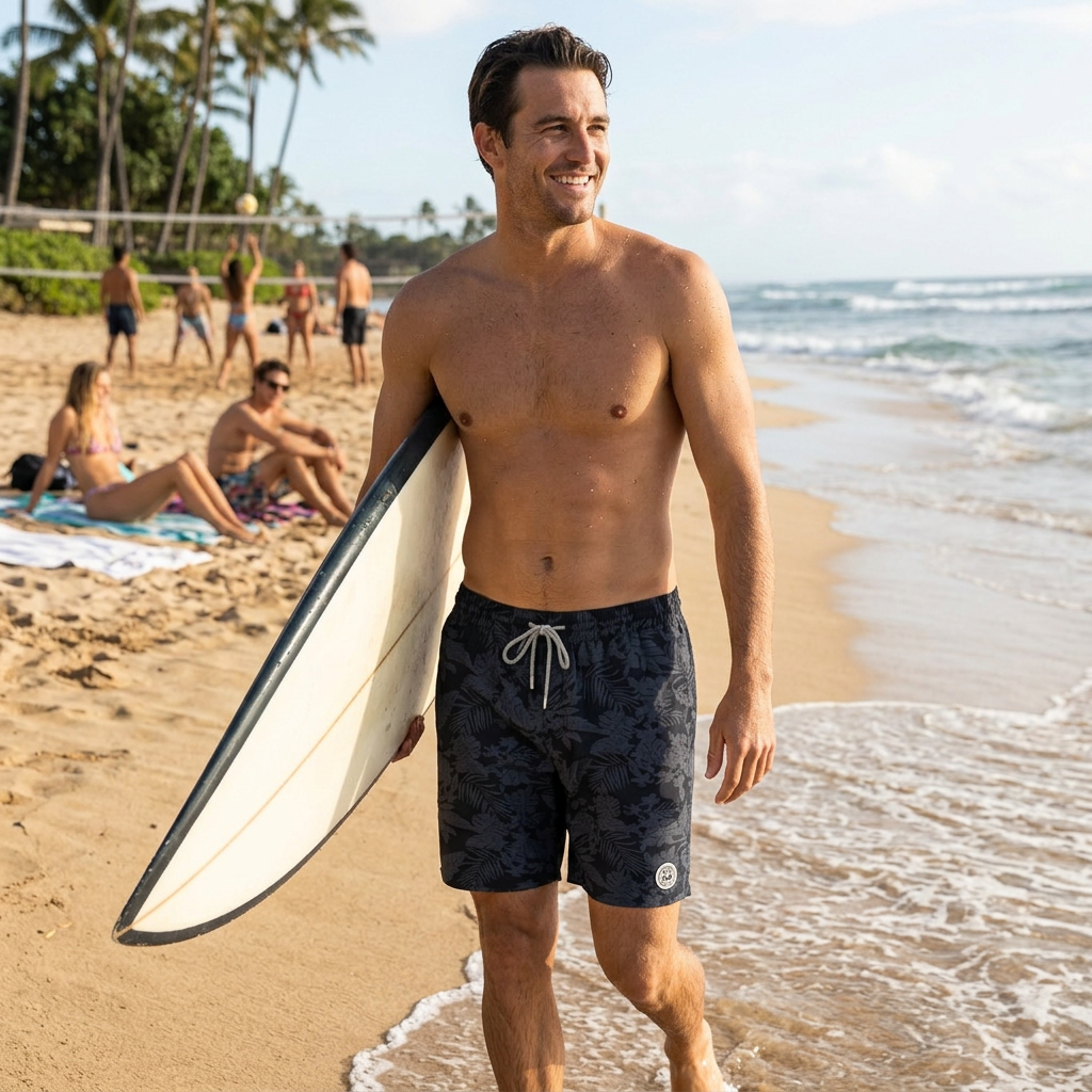 Kessoro Men's Quick-Dry 4-Way Stretch Swim Trunks