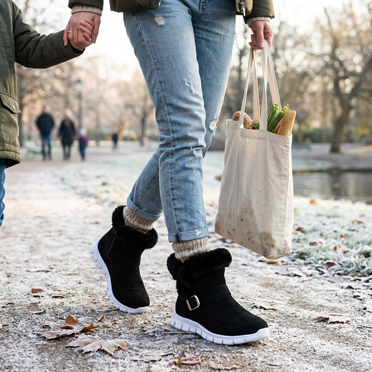 Kessoro Women's Plush-Trimmed Non-Slip Winter Ankle Boots