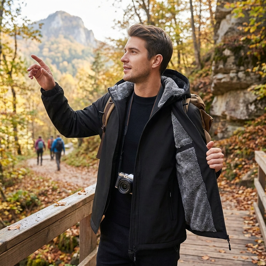 Kessoro Men's Fleece-Lined Full-Zip Hooded Jacket