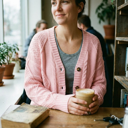 Kessoro Women's Cozy Cable-Knit Button-Front Cardigan