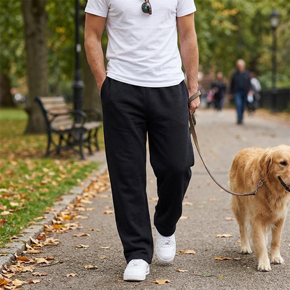 Kessoro Men's Relaxed Straight-Leg Elastic-Waist Joggers