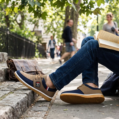 Kessoro Men's Two-Tone Canvas Cushioned Lace-Up Shoes