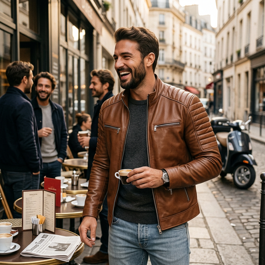 Kessoro Men's Classic Stand-Collar Biker Jacket