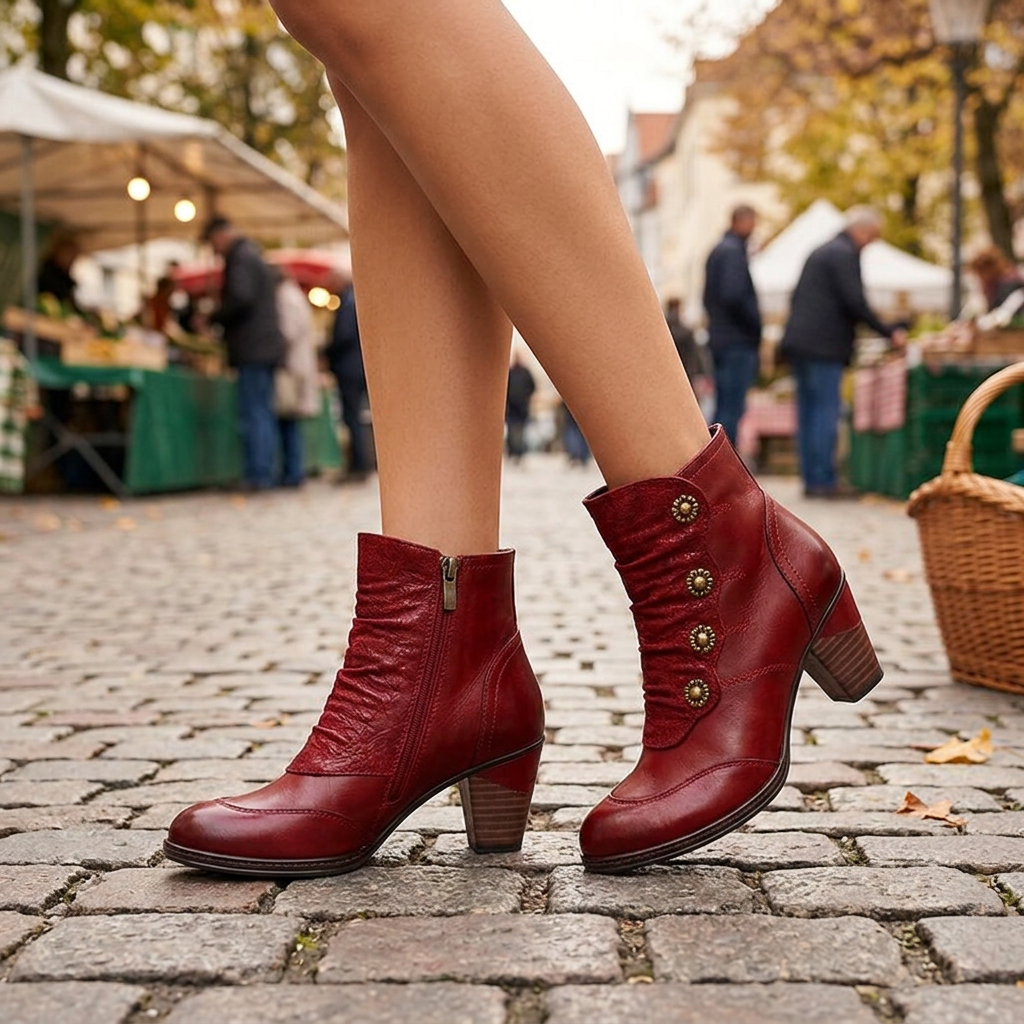 Kessoro Women's Stacked Block Heel Side-Zip Ankle Boots