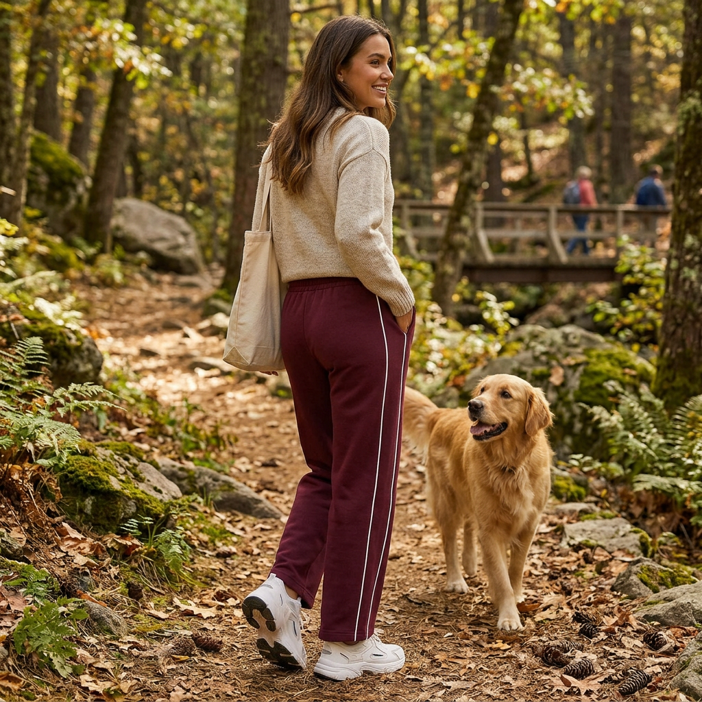 Kessoro Women's Relaxed Side-Stripe Straight-Leg Joggers
