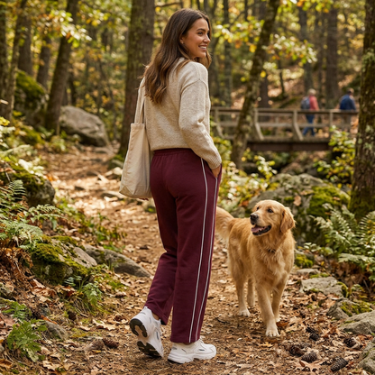 Kessoro Women's Relaxed Side-Stripe Straight-Leg Joggers