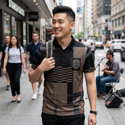 Kessoro Men's Colorblock Short-Sleeve Polo Shirt