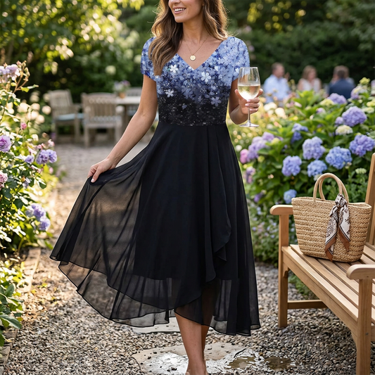 Kessoro Women's Floral Flowing Evening Occasion Dress
