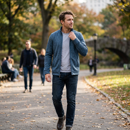 Kessoro Men's Full-Zip Stand-Collar Jacket