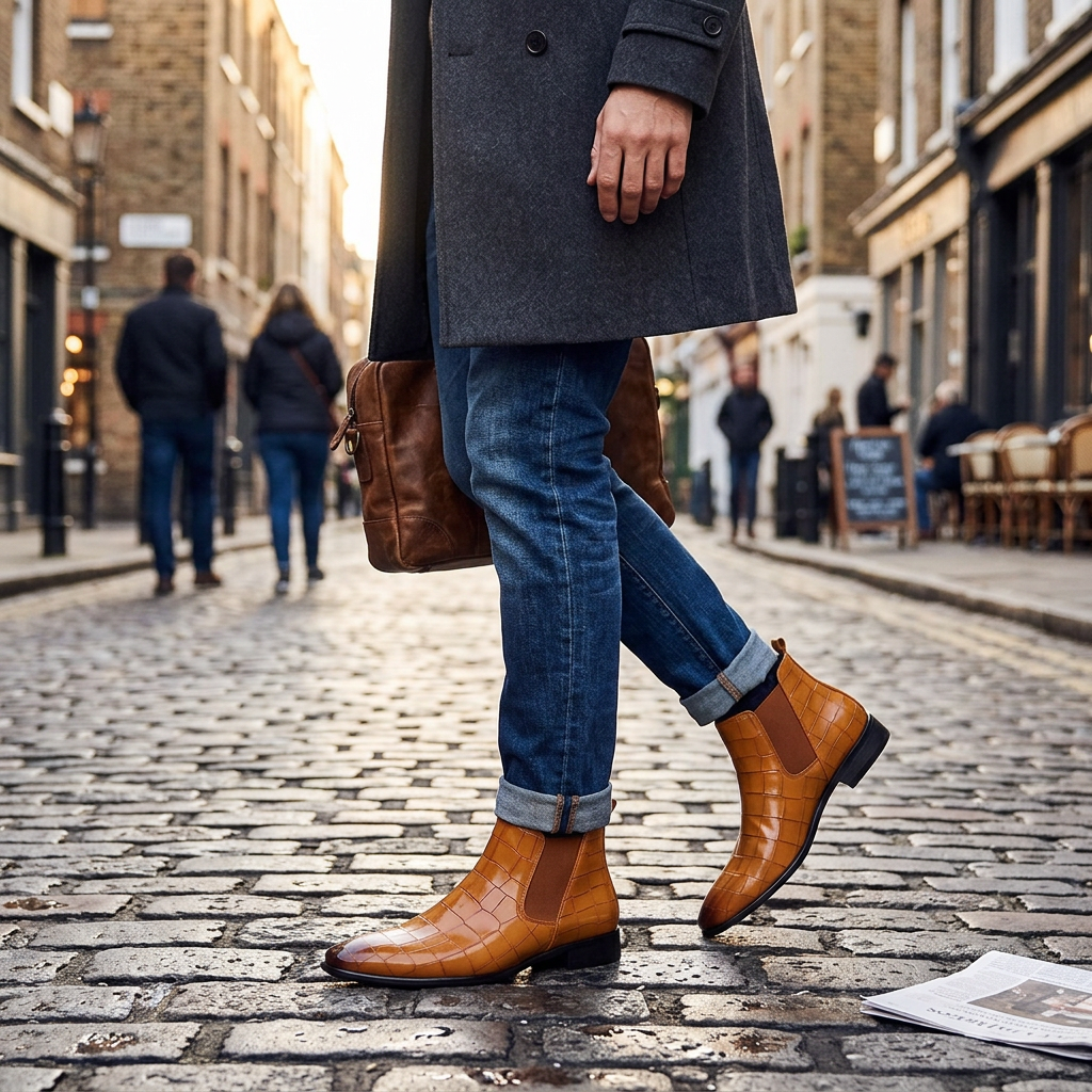 Kessoro Men's Polished Slip-On Chelsea Boots
