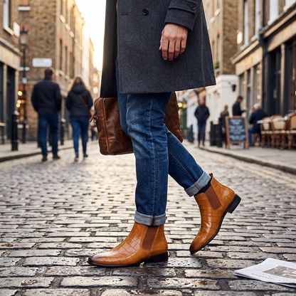 Kessoro Men's Polished Slip-On Chelsea Boots