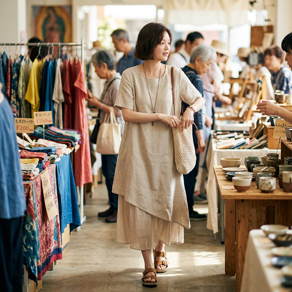Kessoro Women's Casual Short-Sleeve Cotton Midi Dress