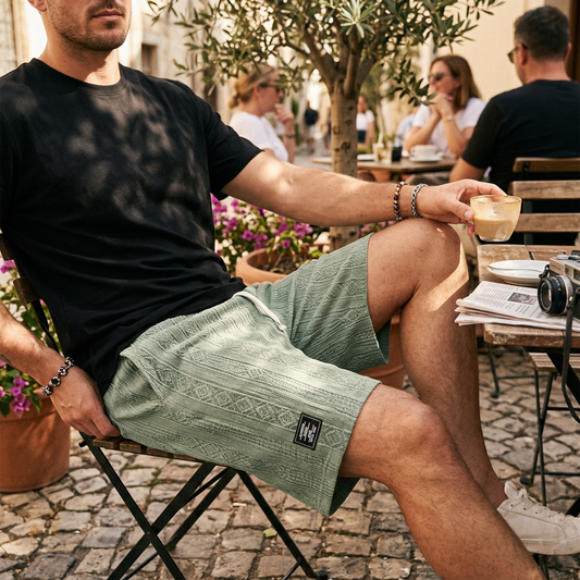 Kessoro Men's Textured Drawstring Waist Casual Shorts