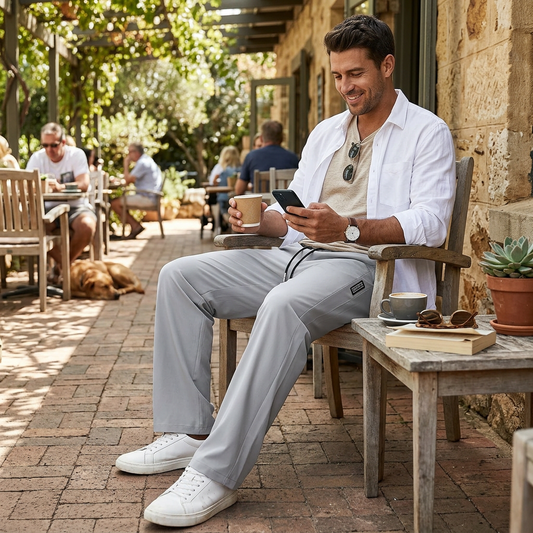 Kessoro Men's Relaxed Straight-Leg Drawstring Pants