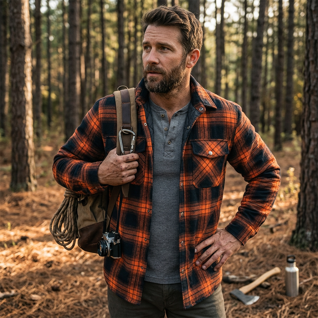 Kessoro Men's Quilted Plaid Flannel Shirt Jacket
