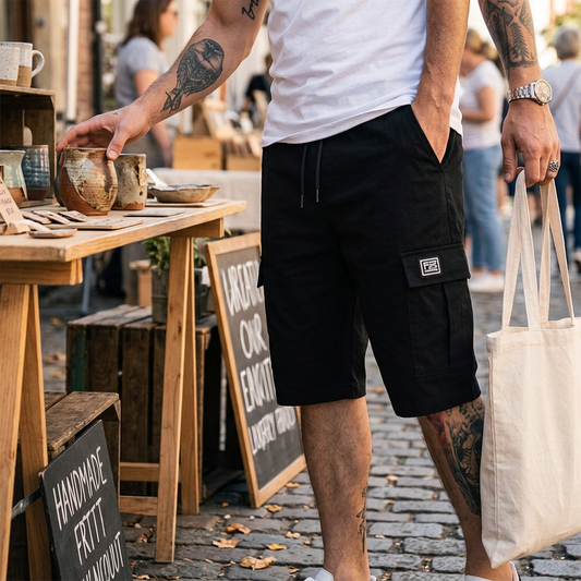 Kessoro Men's Relaxed Drawstring Cargo Shorts