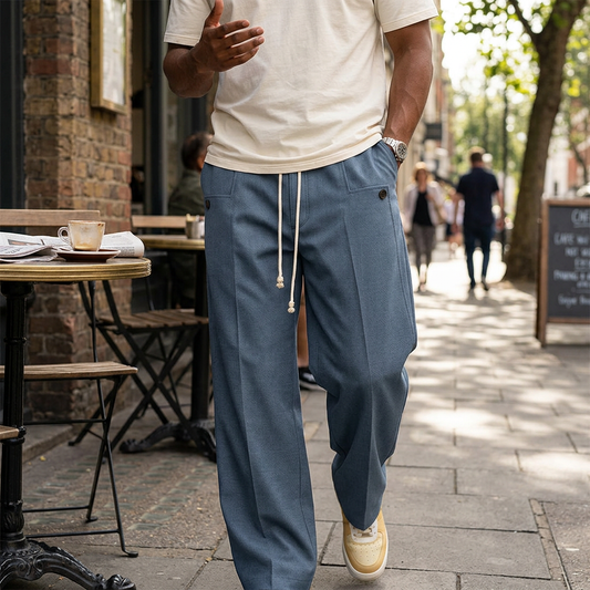 Kessoro Men's Straight Fit Drawstring Comfort Trousers