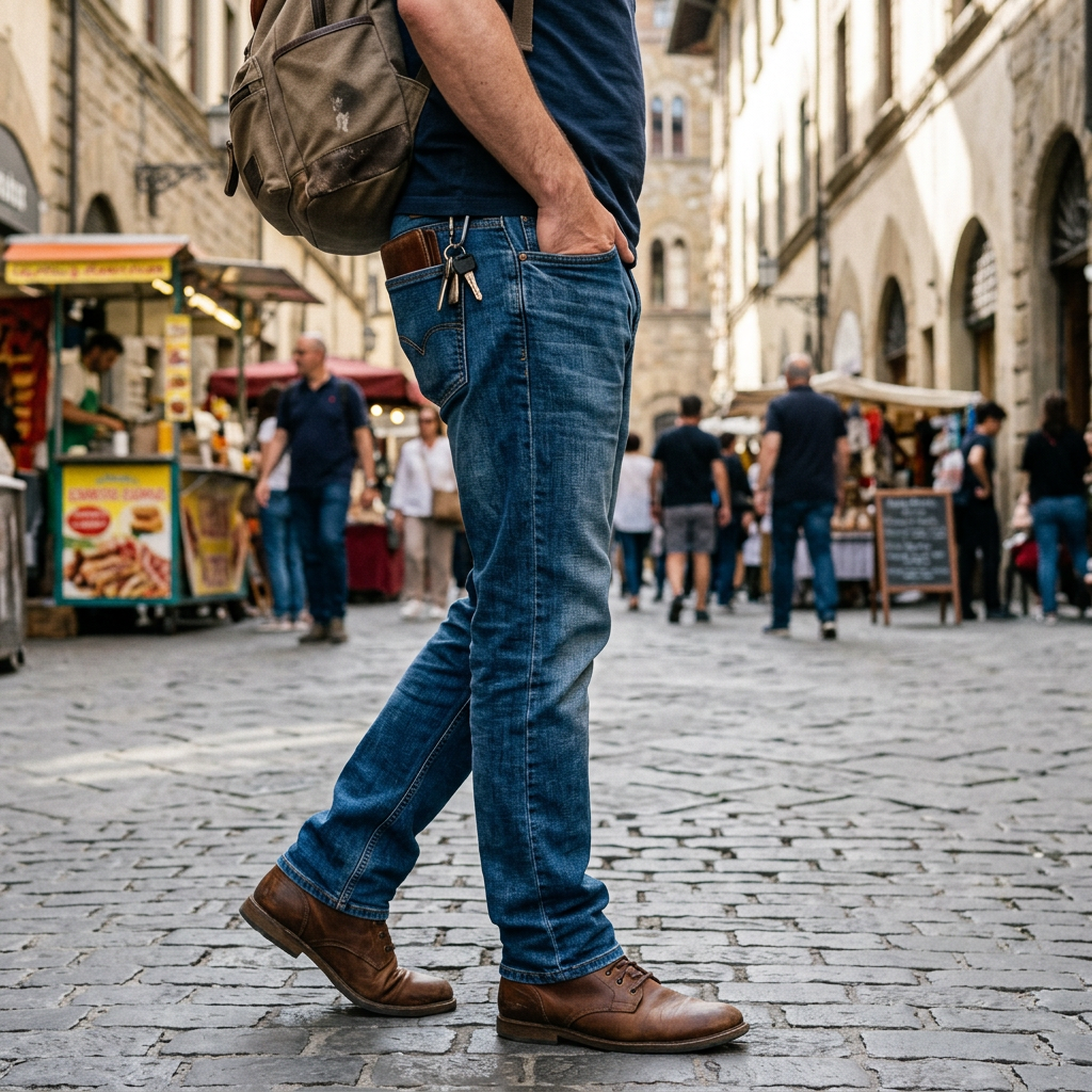 Kessoro Men's Mid-Rise Straight-Leg Stretch Jeans
