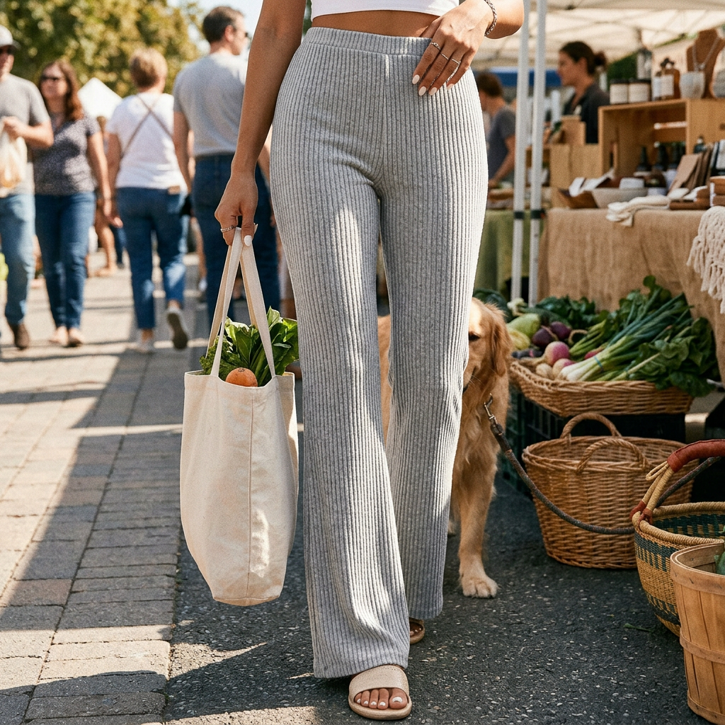 Kessoro Women's High-Waist Stretch Flare Trousers